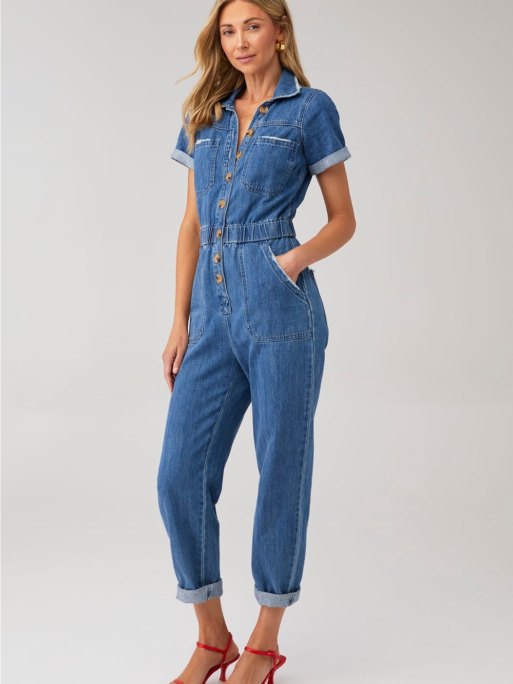 Show Me Your MuMu Blue Denim Cannon Jumpsuit in Endless Sea Small
